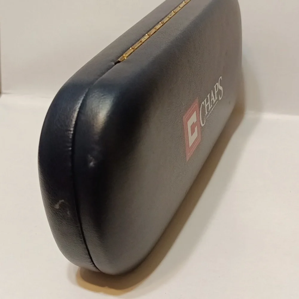 CHAPS glasses case hardshell Blue Hinge lid Optical protection eyewear storage